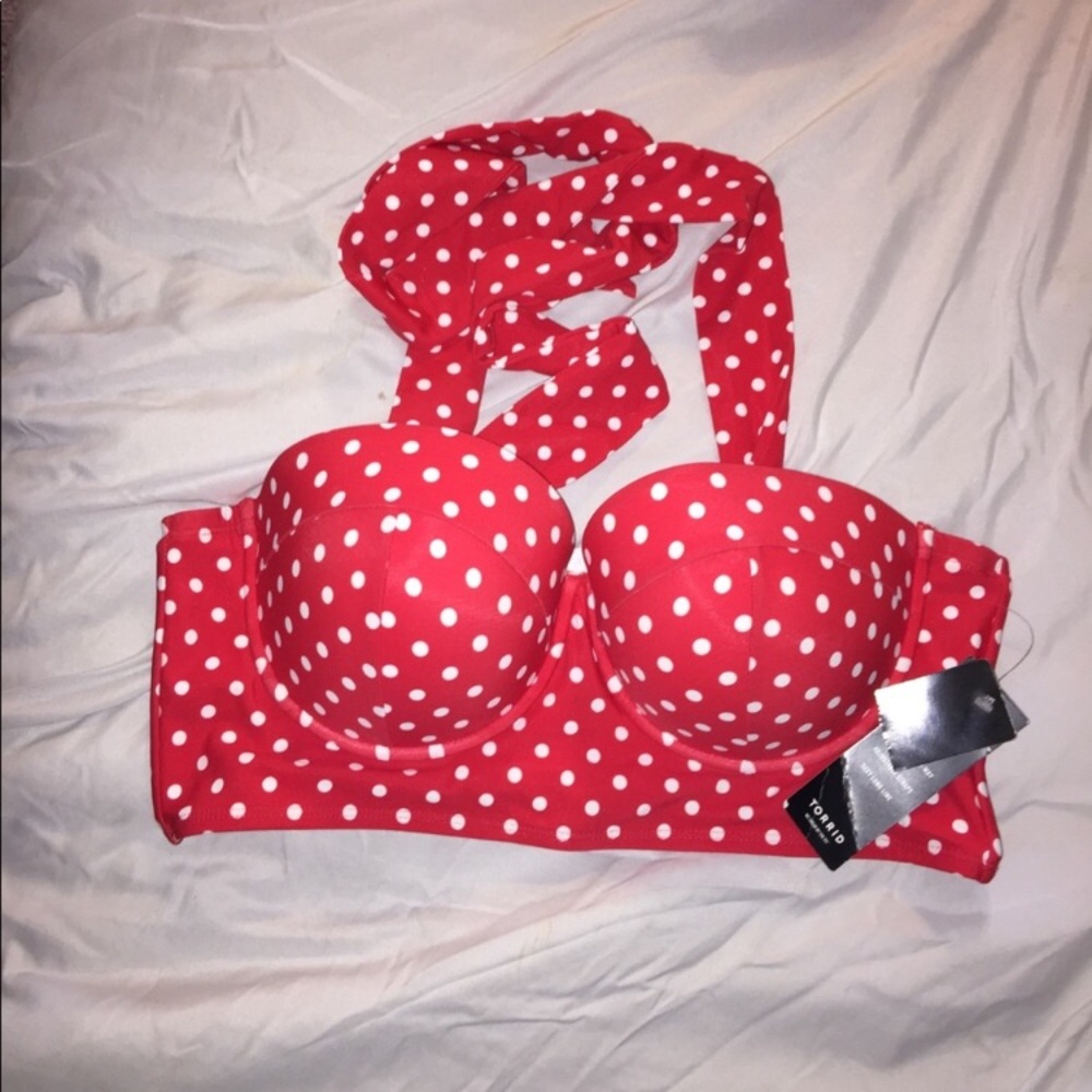 Torrid Swimsuit Bikini Top Red Polka Dot NWT